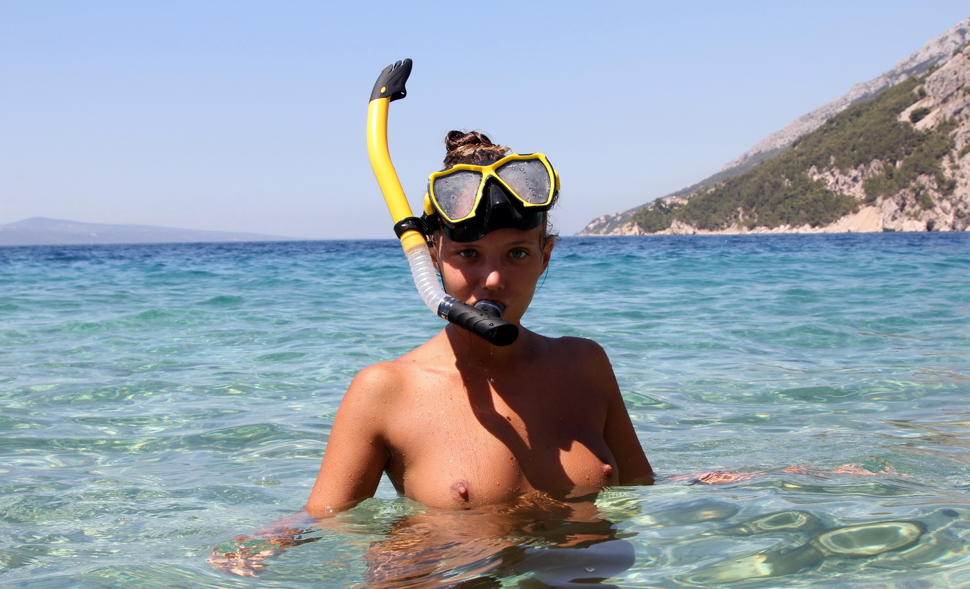 Naked snorkeling