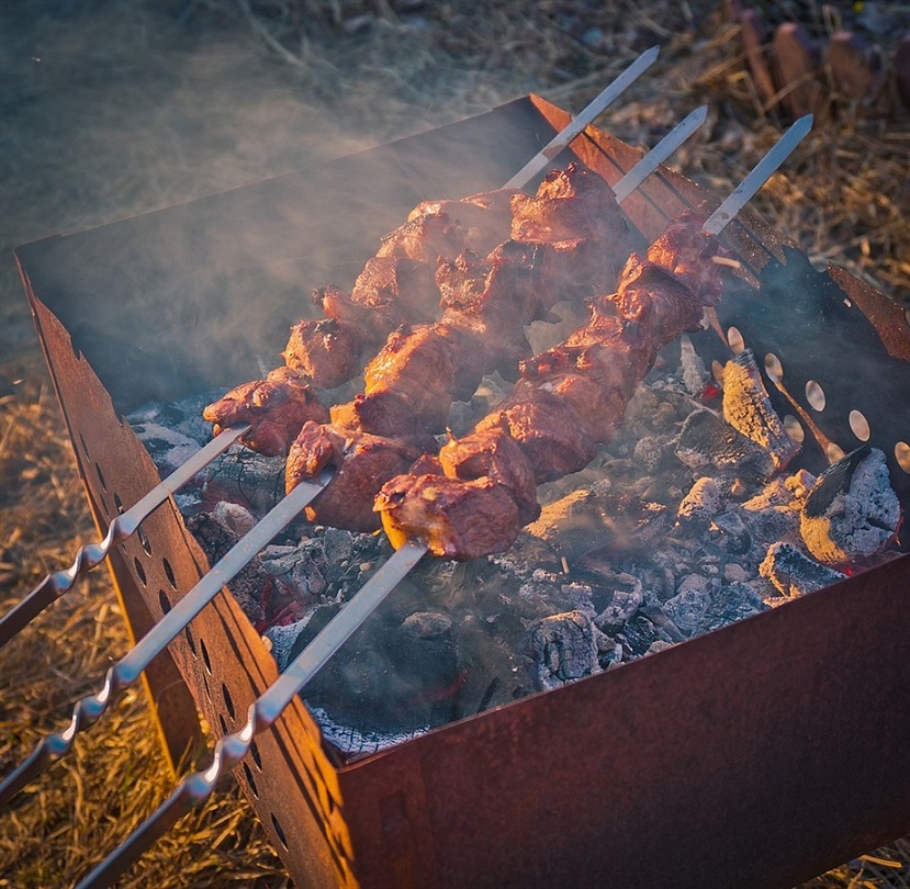 Шашлыки на природе вечером